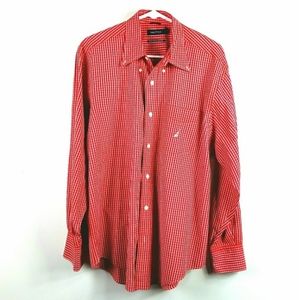 Nautica Polo Collared Shirt Sz Medium Red white
